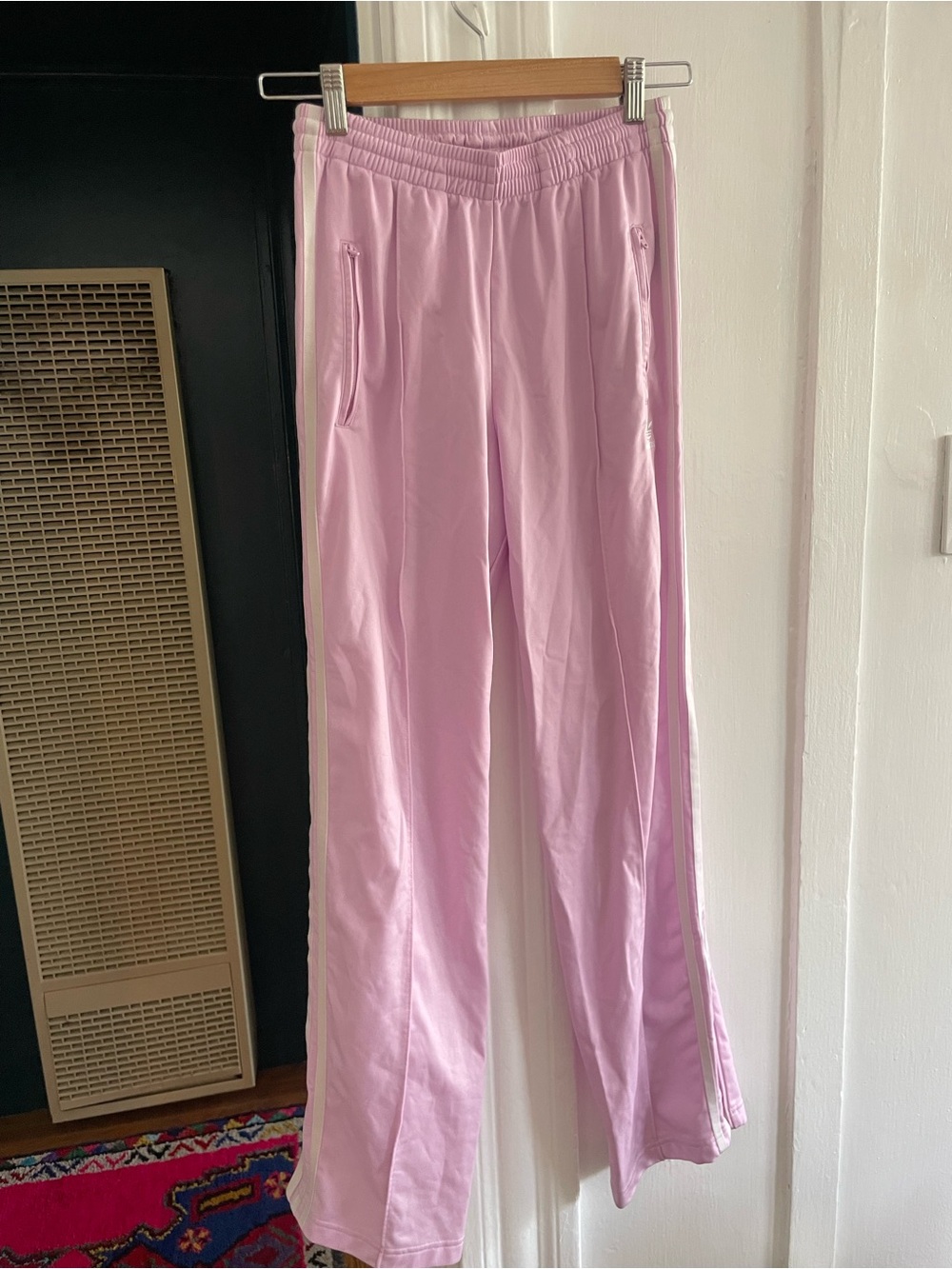 adidas Pink Track Pants with Side Stripes